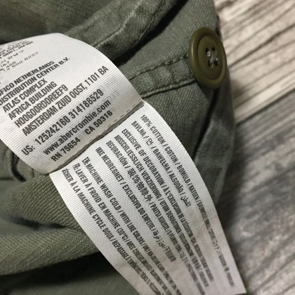 Abercrombie Fitch Shirt Jacket Men’s XS Green Canvas Military Pockets - Picture 8 of 10